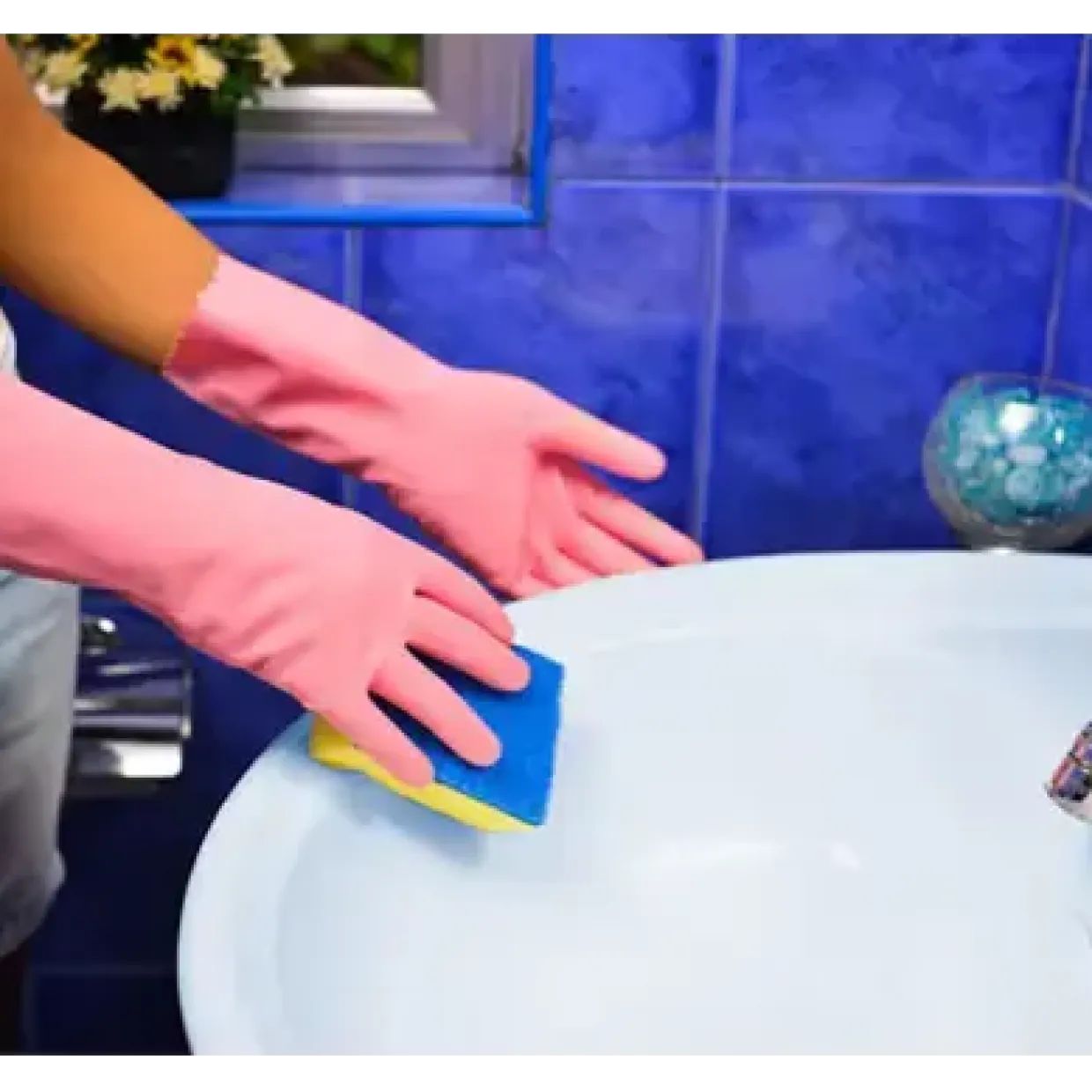 Gummihandsker - Pink Latexhandske med velour - Størrelse 6-6,5 - 12 par
