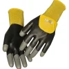 Halvdyppet latexhandske, THOR Flex Dry, 9, sort, latex/nitril/polyester, med gul ribkant - 12 par