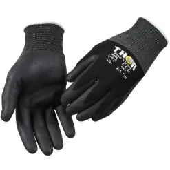 Halvdyppet nitrilhandske, THOR Flex Vinter, 11, sort, nitril/nylon, ribkant