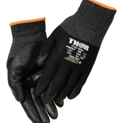 Halvdyppet nitrilhandske, THOR Flex Vinter, 8, sort, nitril/nylon, ribkant