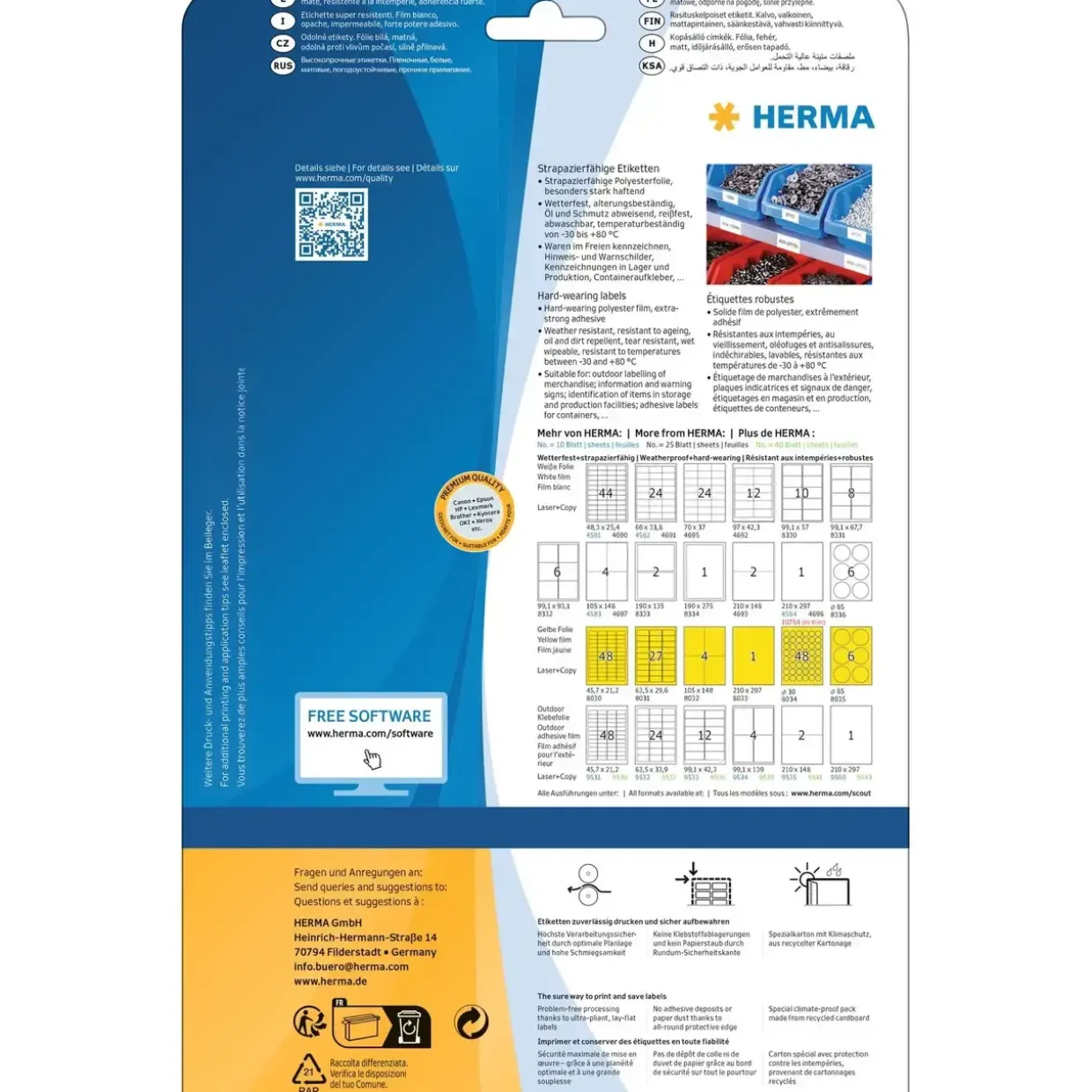 Herma etiket ekstra stærk 37x13 mat