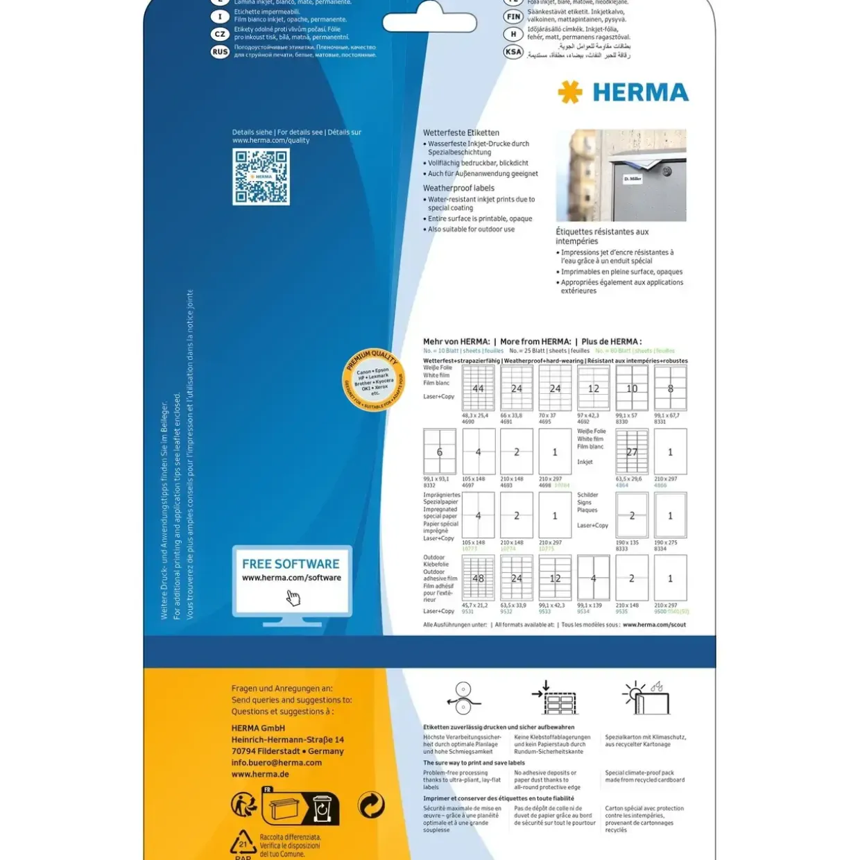 Herma etiket inkjet film ekstra stærk 105X148 mat (40)