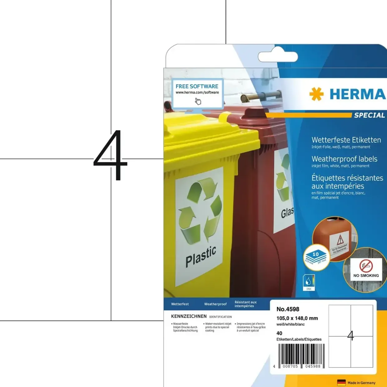 Herma etiket inkjet film ekstra stærk 105X148 mat (40)
