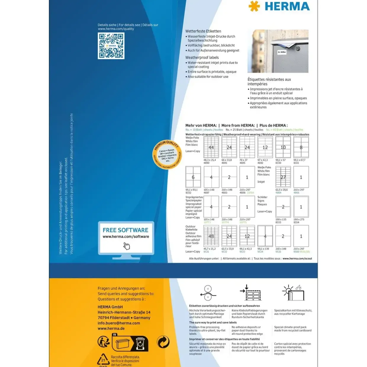 Herma etiket inkjet film ekstra stærk 210X297 mat (40)