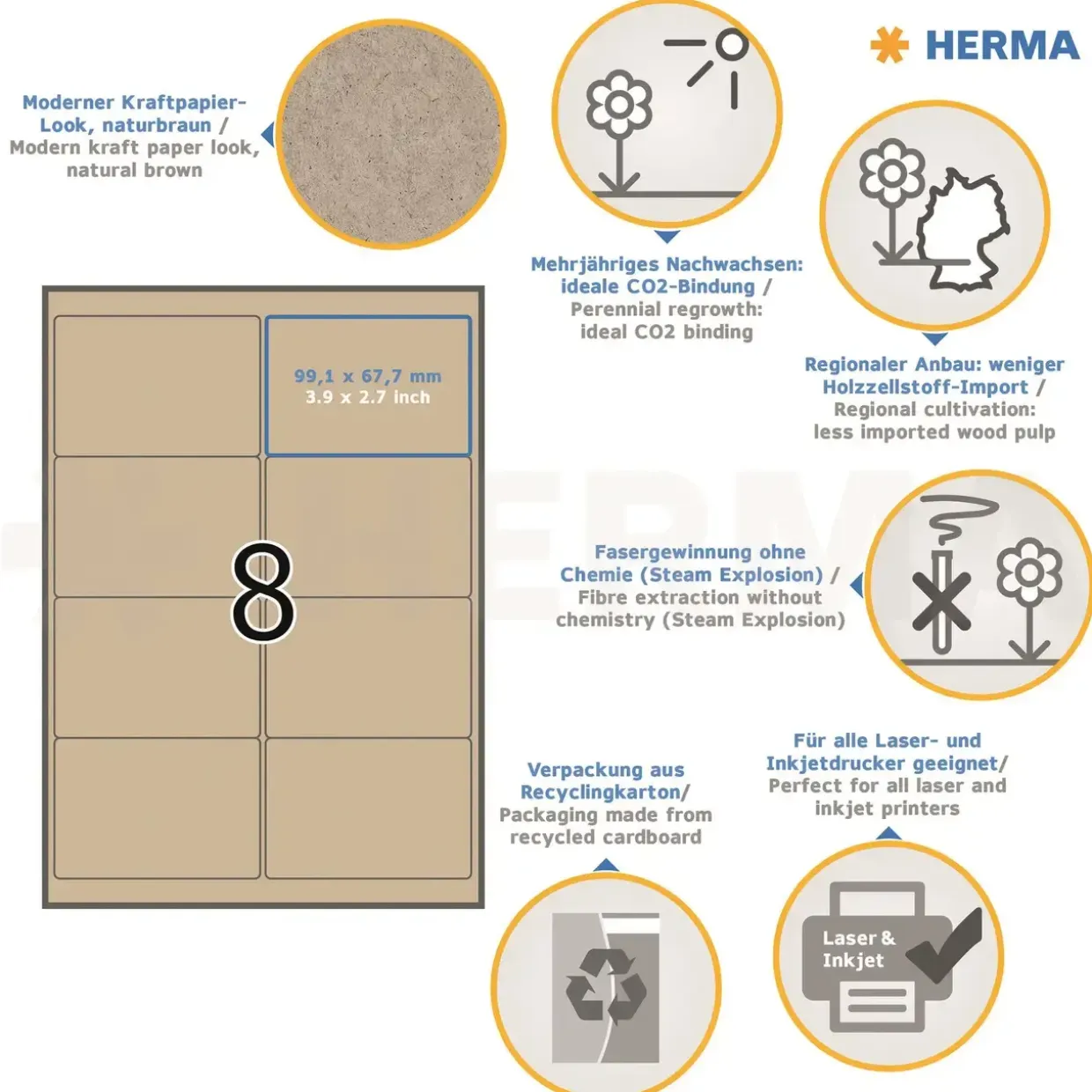 Herma etiket Silphie 99,1x67,7 kraftpapir (160)