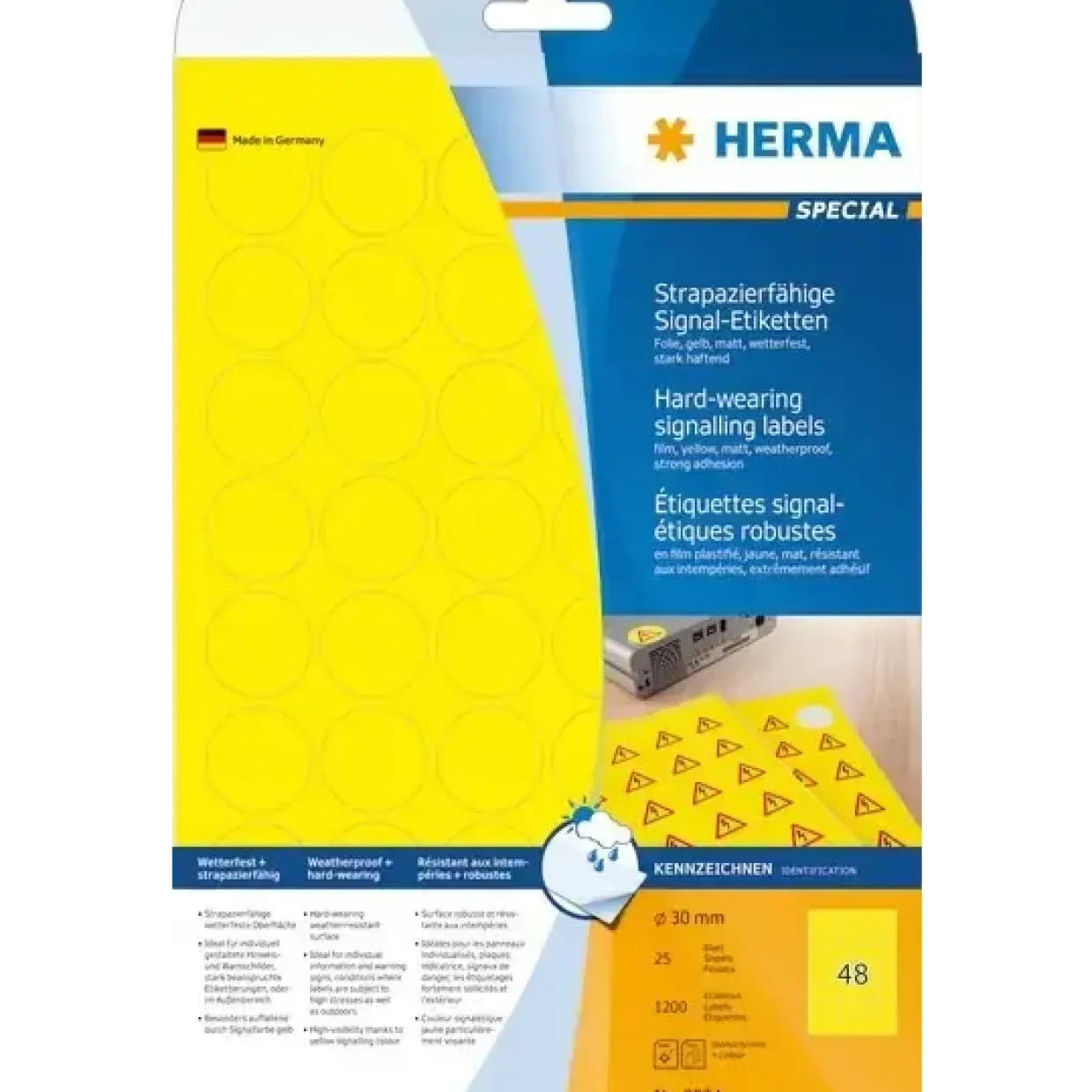 HERMA Herma etiket film ekstra stærk ø30 gul - 1200 labels