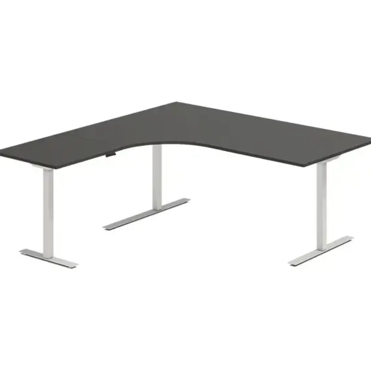 Hjørne skrivebord hæve sænke DNA, Antracit 1800x1800 mm Venstre 3-ben/Alugrå