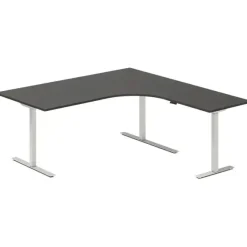 Hjørne skrivebord hæve sænke DNA, Antracit 1800x1800 mm Højre 3-ben/Alugrå