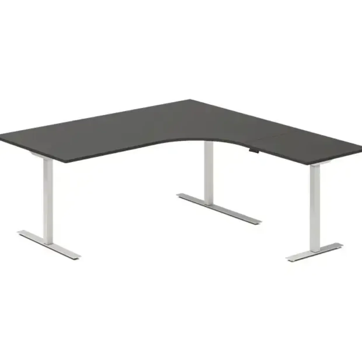 Hjørne skrivebord hæve sænke DNA, Antracit 1800x1800 mm Højre 3-ben/Alugrå