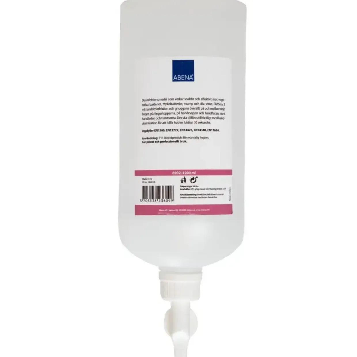 Hånddesinfektion - ABENA - 85% Ethanol - 1000 ml - Til dispenser - 12 stk