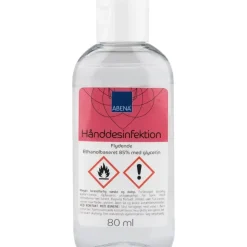Hånddesinfektion – ABENA – 80 ml – 85% alkohol – Med glycerin – Flydende – Klaplåg