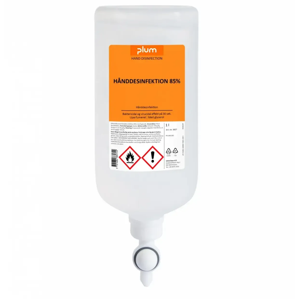 Hånddesinfektion flydende Plum 85% ethanol til CombiPlum tråddispenser 1 ltr - 1 Ltr/fl