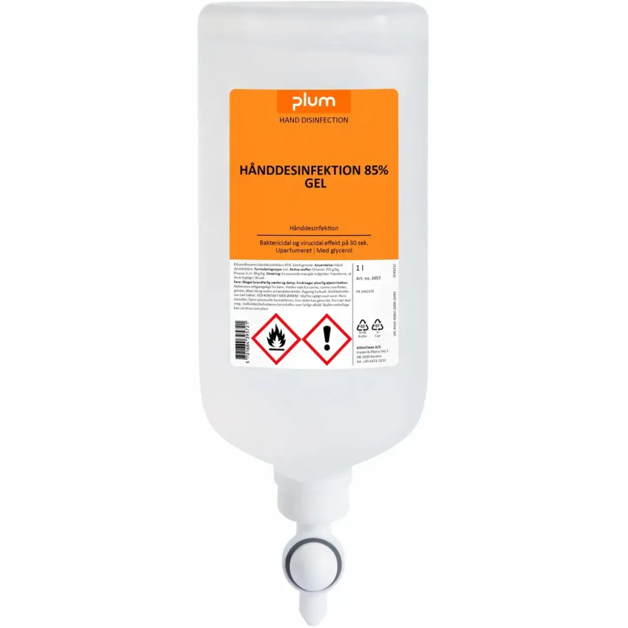 Hånddesinfektion gel Plum 85% ethanol med snaplåg 120 ml - 10 fl x 120 ml/krt