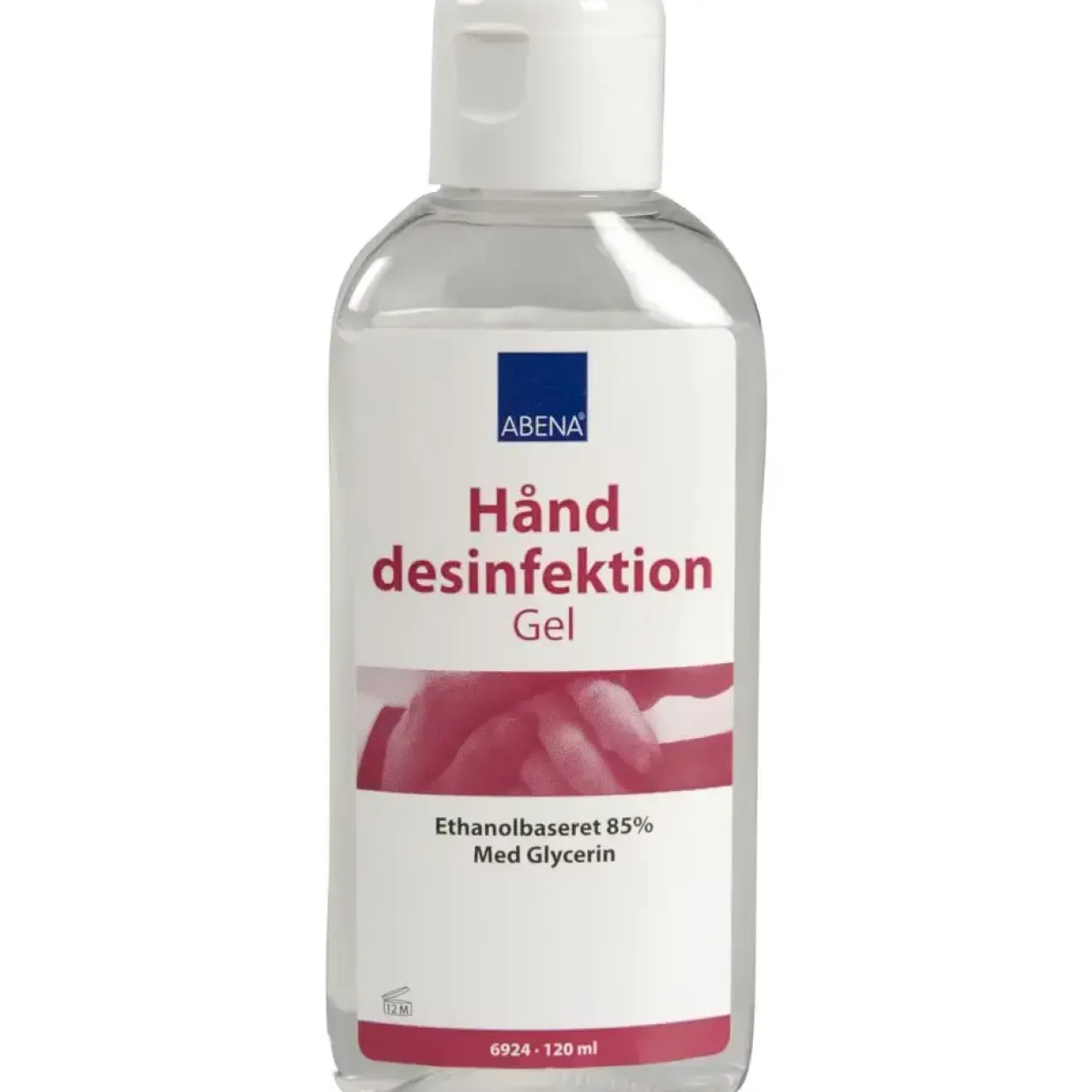 Hånddesinfektionsgel, ABENA, 120 ml, 85% alkohol, med glycerin, flaske med klaplåg - 24 stk