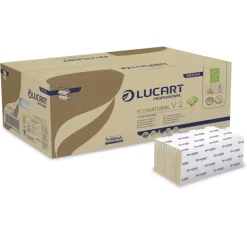 Håndklædeark Lucart EcoNatural V-Fold 2-lag L21xB21xD10.5cm Genbrug Natur - 20 pk x 190 stk/krt