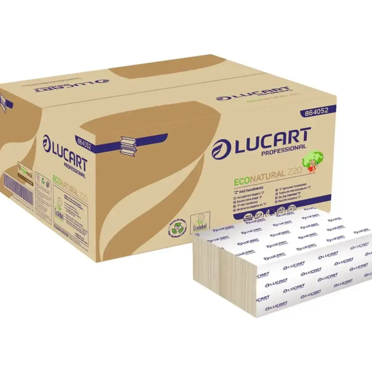 Håndklædeark - Lucart T3 Natural - nonstop - 2-lags - sand - 20 x 24 cm - 3000 ark
