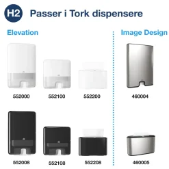 Håndklædeark - Tork H2 Premium - 100297 - 2-lags - 21,2x34 cm - Hvid - 100 ark pr. pakke - 21 pakker
