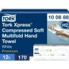 Håndklædeark, Tork 100888 Xpress H2 Premium, 2-lags, W-fold, 32x21,2cm, 8 cm, hvid - 2040 stk