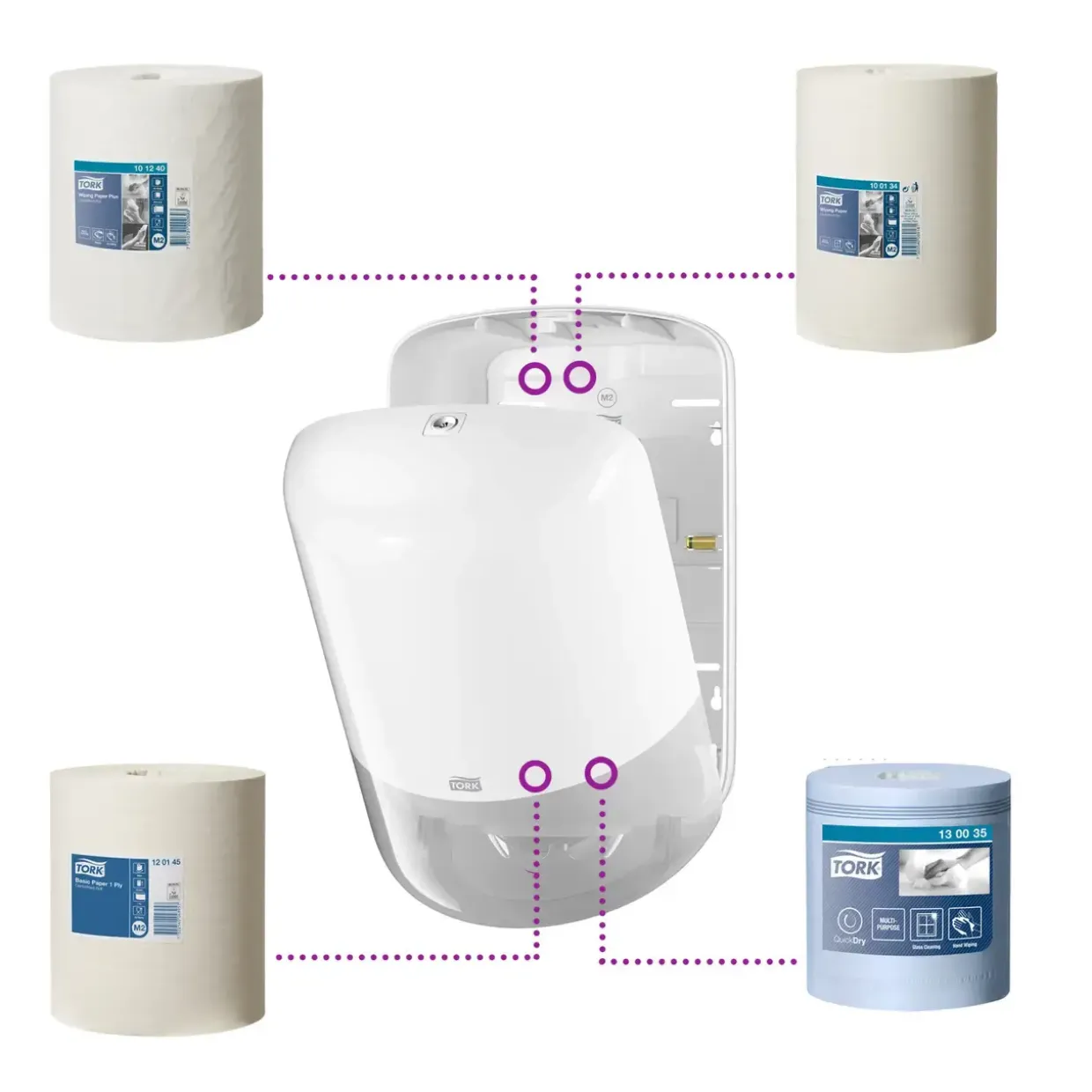 Håndklæderulle Dispenser - Tork 559000 M2 - Hvid