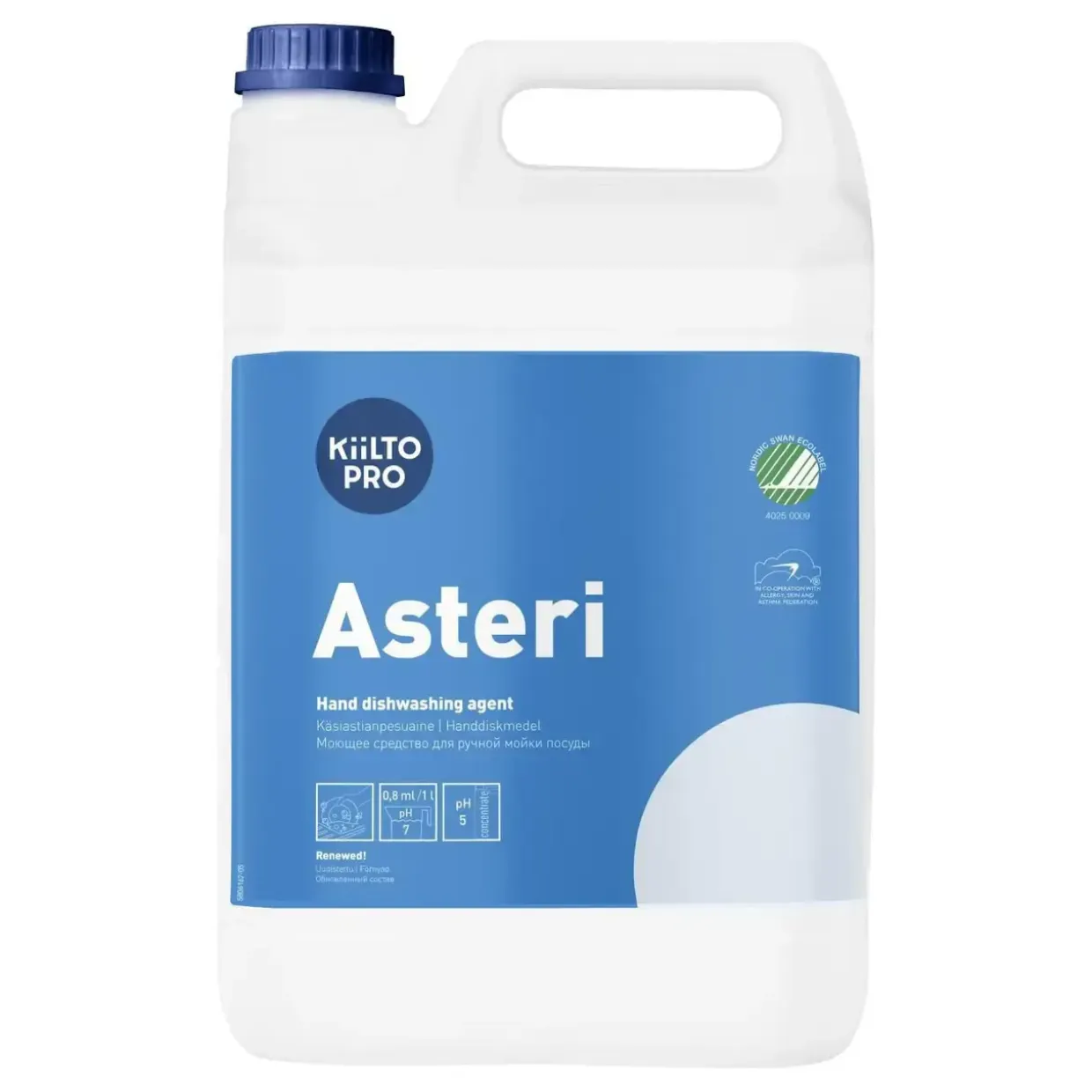Håndopvask Kiilto Asteri 5ltr Svanemærket Allergimærket uden Farve/Parfume - 3 dnk x 5 ltr/krt