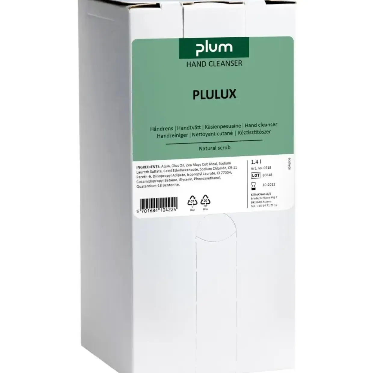 Håndrens, PluluxPlum, uden farve med parfume, 1400 ml - 8 stk