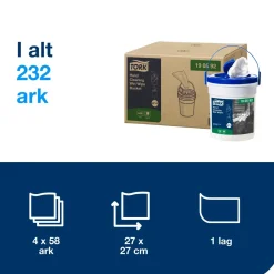 Håndrens Tork 190592 Wet Wipe spand 58ark | spand - 4sp | kar