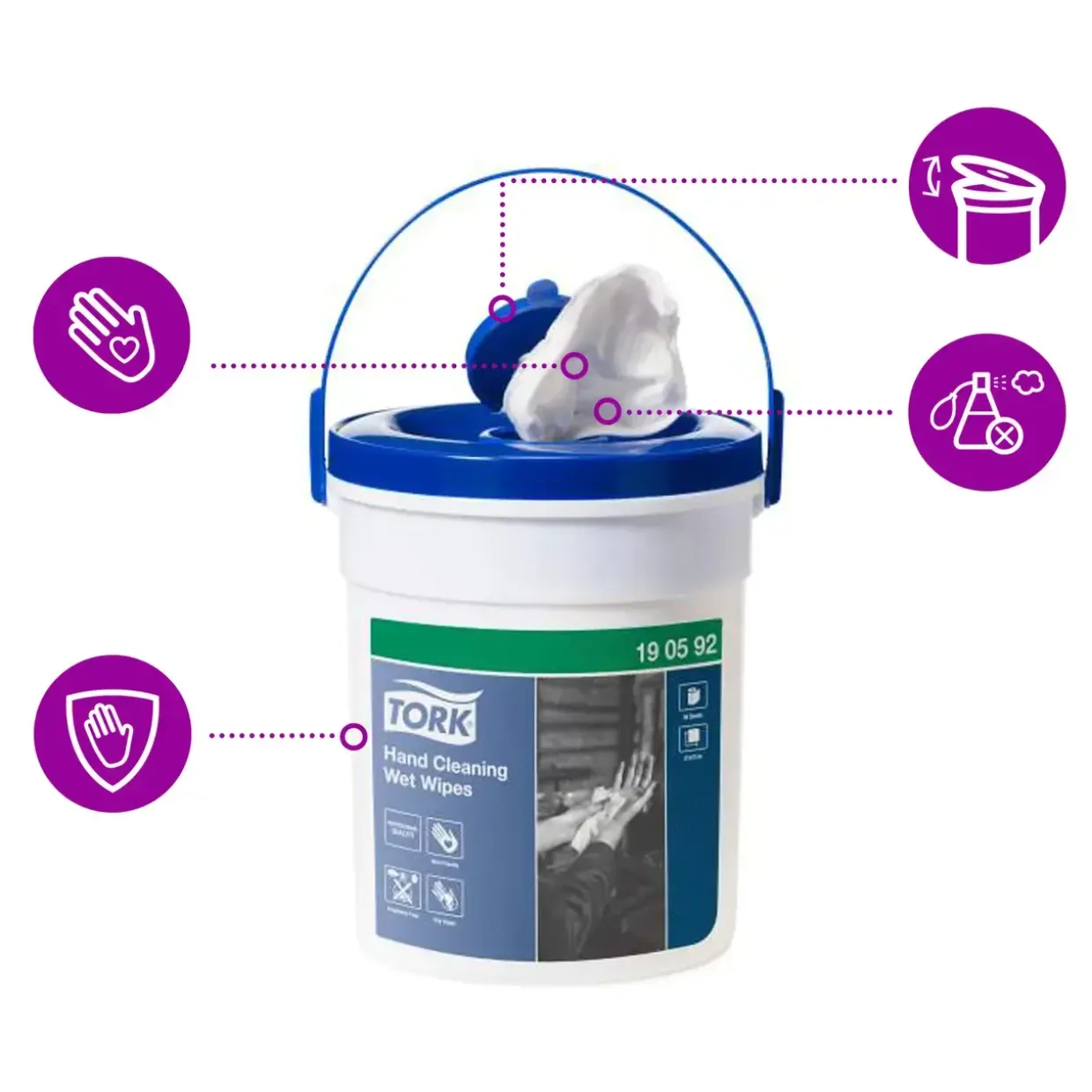 Håndrens Tork 190592 Wet Wipe spand 58ark | spand - 4sp | kar