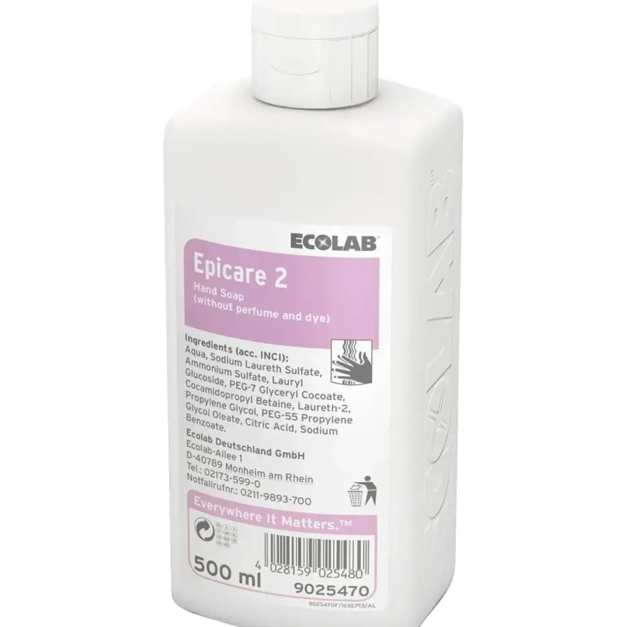 Håndsæbe flydende Ecolab Epicare 2 500 ml uden farve og parfume - 12 stk