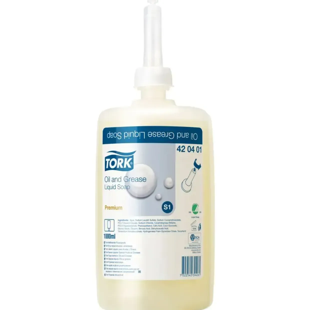 Håndsæbe Tork 420401 S1 Premium flydende uden farve og parfume - 1000 ml - 6 stk