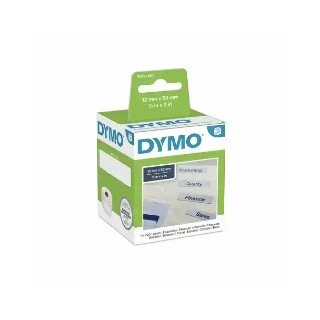 Hængemappetiketter - Dymo 99017 hvid 12x50 mm - 220 stk