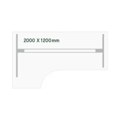 Hæve-sænkebord DNA, Birk 2000x1200 mm Venstre 2-ben/Alugrå