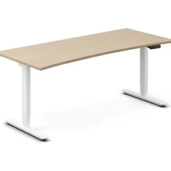 Hæve-sænkebord DNA, Eg 1800x800mm Bue 2-ben/Hvid