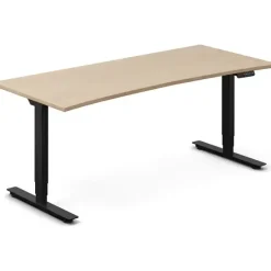 Hæve-sænkebord DNA, Eg 1800x800mm Bue 2-ben/Sort