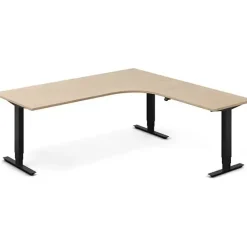 Hæve-sænkebord DNA, Eg 2000x2000mm Højre 3-ben/Sort