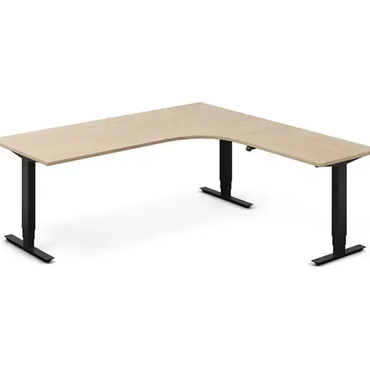 Hæve-sænkebord DNA, Eg 2000x2000mm Højre 3-ben/Sort