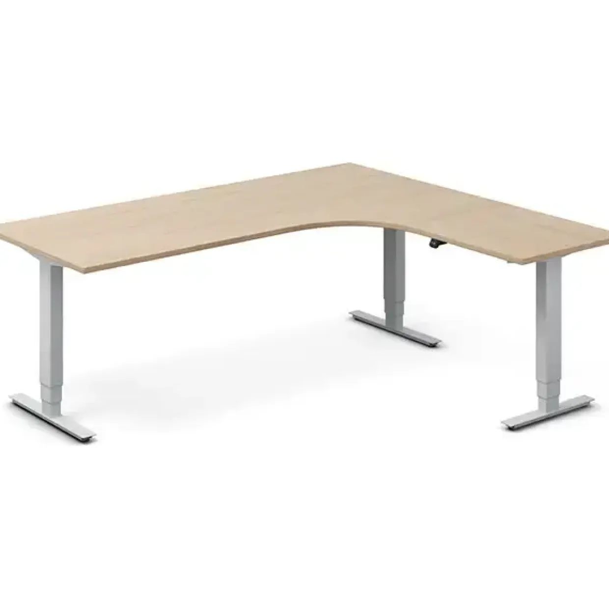 Hæve-sænkebord DNA, Eg 2000x1800mm Højre 3-ben/Alugrå