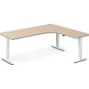 Hæve-sænkebord DNA, Eg 2000x1800mm Højre 3-ben/Hvid
