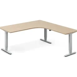 Hæve-sænkebord DNA, Eg 1800x2000mm Højre 3-ben/Alugrå
