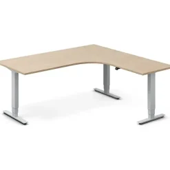 Hæve-sænkebord DNA, Eg 1800x1800mm Højre 3-ben/Alugrå