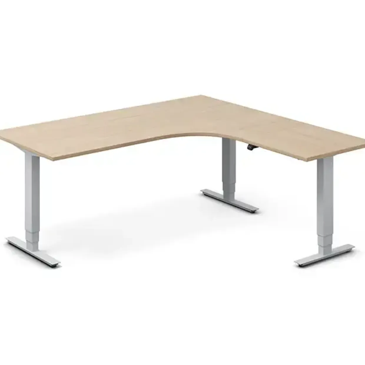 Hæve-sænkebord DNA, Eg 1800x1800mm Højre 3-ben/Alugrå