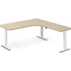 Hæve-sænkebord DNA, Eg 2000x2000mm Højre 3-ben/Hvid