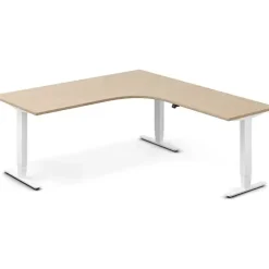 Hæve-sænkebord DNA, Eg 2000x2000mm Højre 3-ben/Hvid