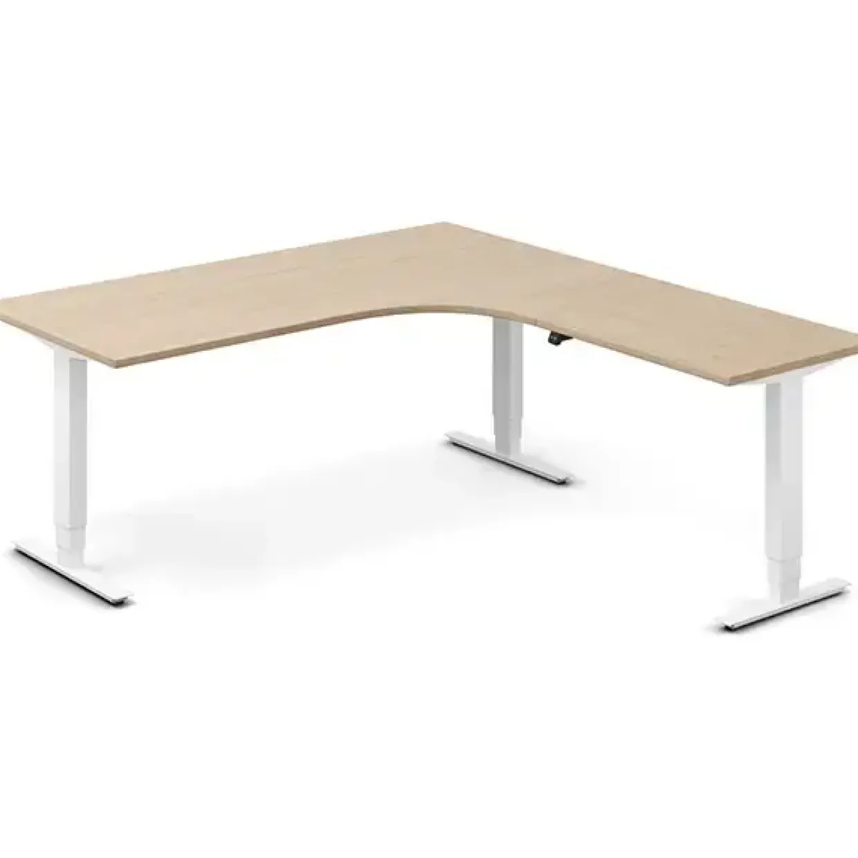 Hæve-sænkebord DNA, Eg 2000x2000mm Højre 3-ben/Hvid