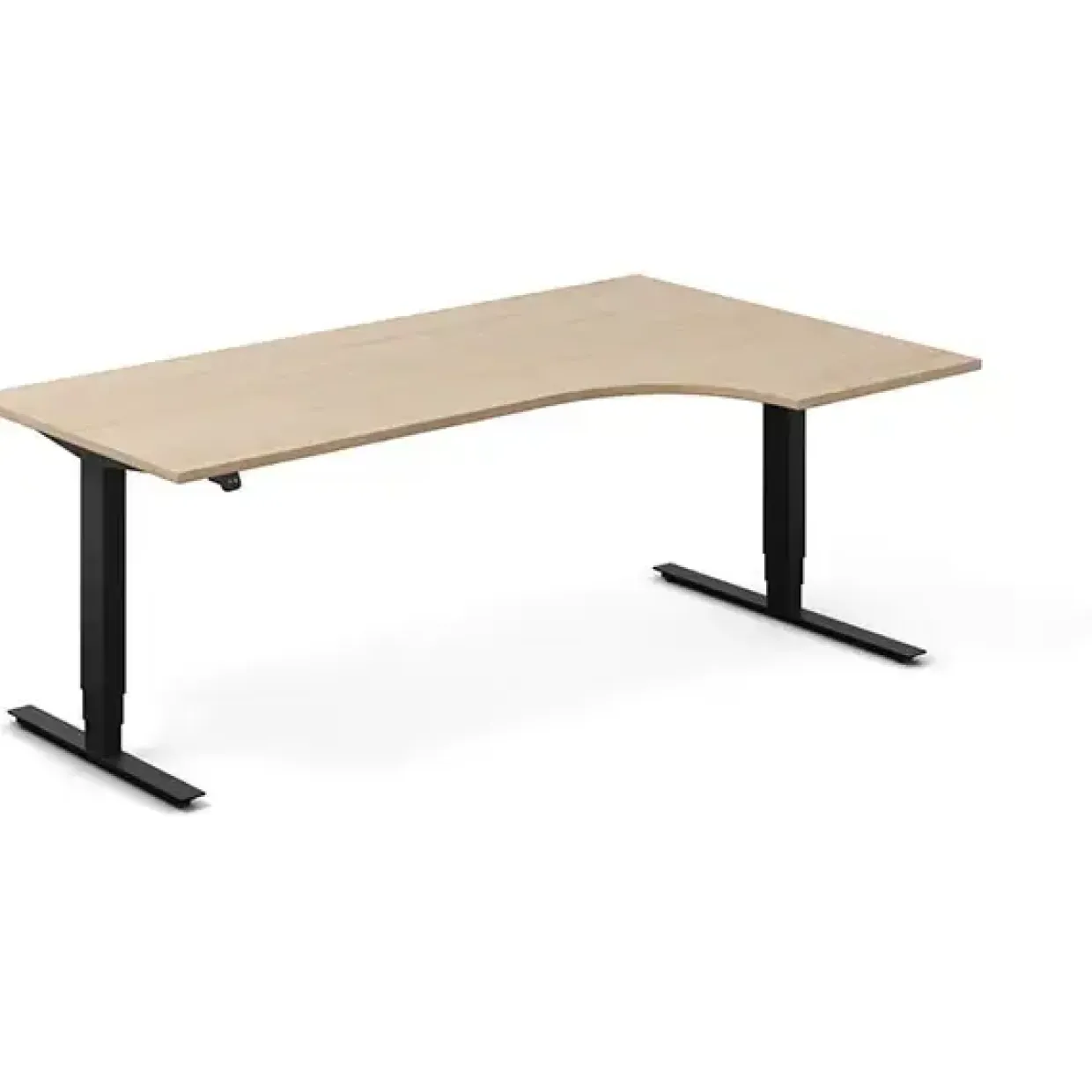 Hæve-sænkebord DNA, Eg 1800x2000mm Højre 3-ben/Sort