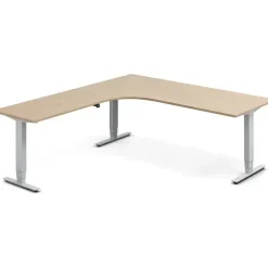 Hæve-sænkebord DNA, Eg 2000x2200mm Venstre 3-ben/Alugrå