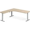 Hæve-sænkebord DNA, Eg 2000x2000mm Venstre 3-ben/Alugrå