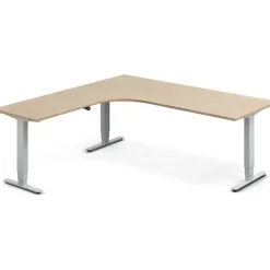Hæve-sænkebord DNA, Eg 2000x2000mm Venstre 3-ben/Alugrå
