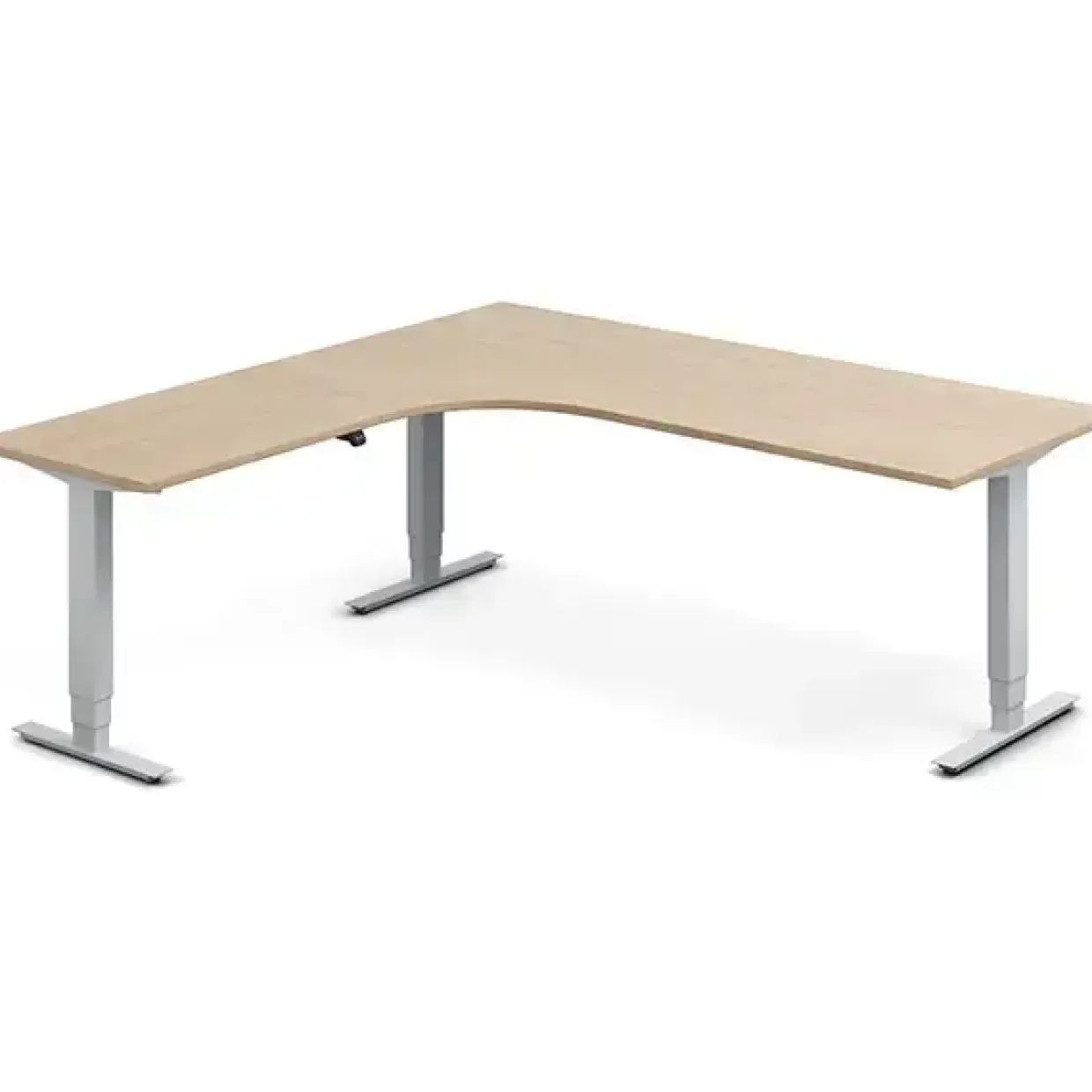 Hæve-sænkebord DNA, Eg 2000x2000mm Venstre 3-ben/Alugrå