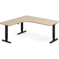Hæve-sænkebord DNA, Eg 1800x1800mm Venstre 3-ben/Sort