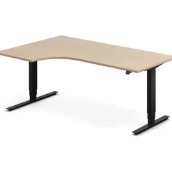 Hæve-sænkebord DNA, Eg 1800x1200mm Venstre 2-ben/Sort